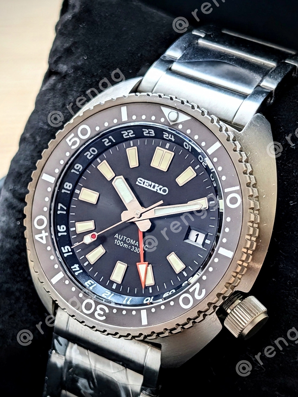 45mm Full Titanium Seiko GMT Turtle Men's Automatic Diver Watch Sapphire 24jewel